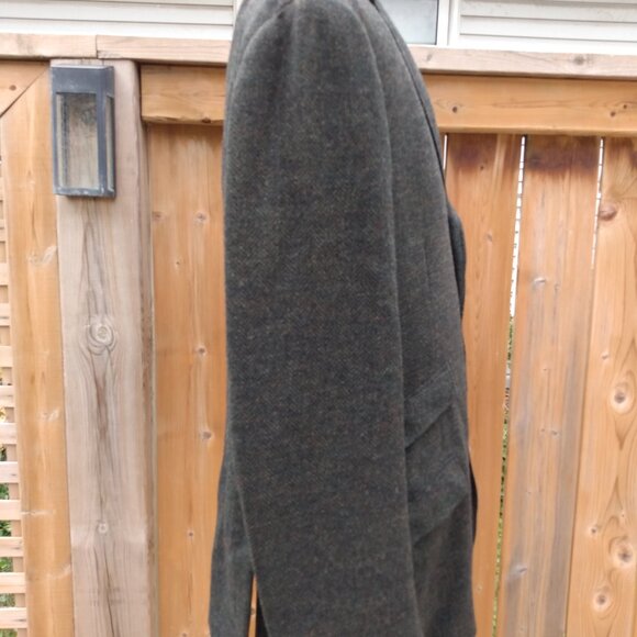 Vintage Equestrian Jacket Tweed Green Wool Double Vent 44.5" Chest - Picture 8 of 13